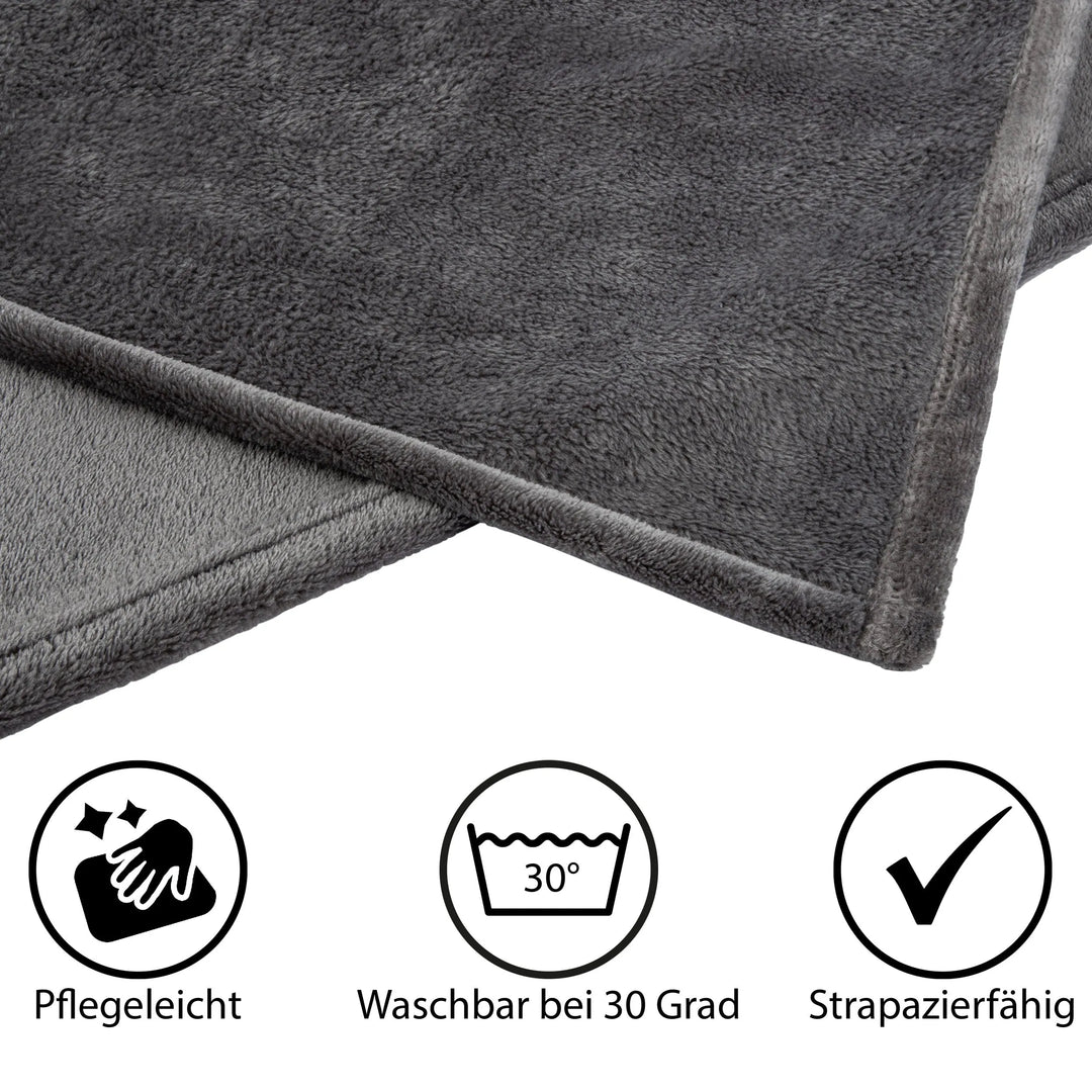 99044 Hometex Premium Textiles Cashmere Touch Kuscheldecke | Hochflor-Flausch Sofadecke | Kuschelig weich &amp; hautsympatisch | 150 x 200 cm Dunkelgrau