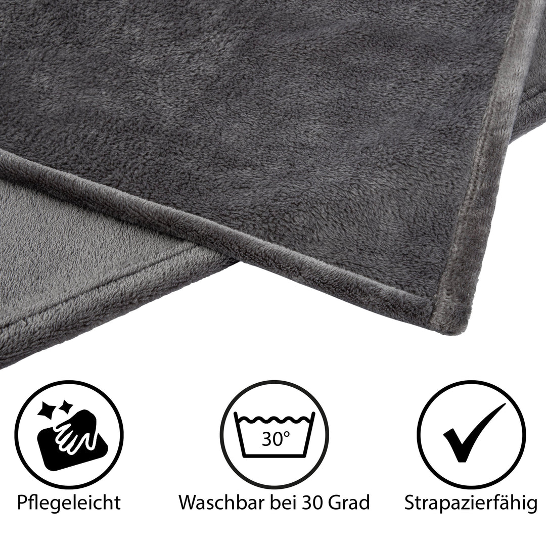 Cashmere Touch Kuscheldecke | 180 x 220 cm Dunkelgrau